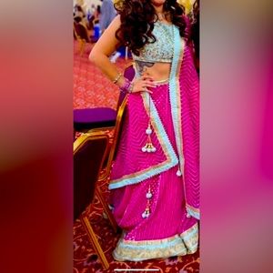 Pink and light blue lengha